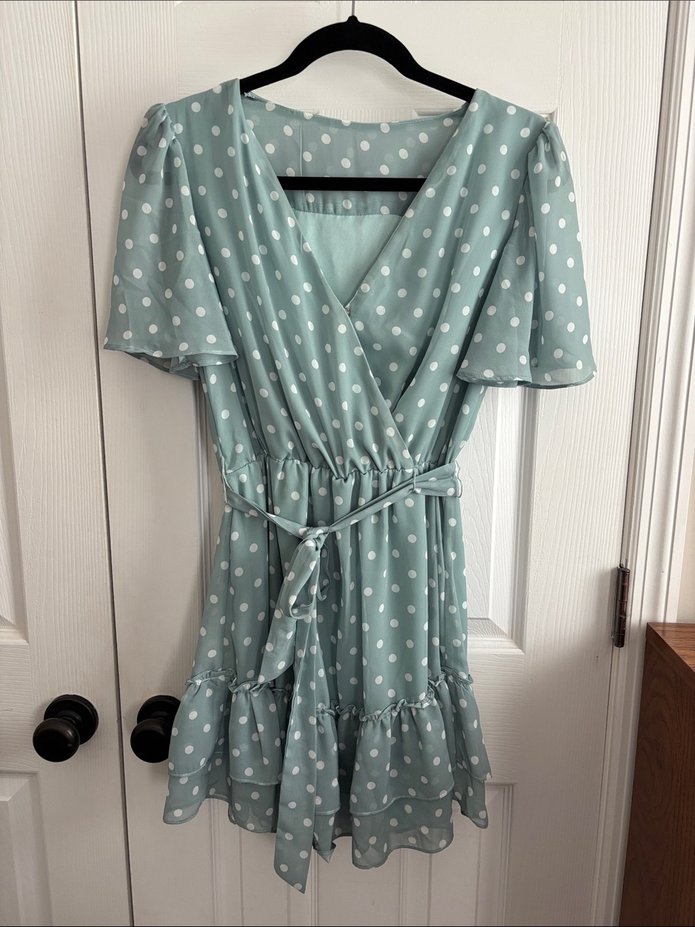 B. Darlin Sage Green Polka Dot Dress